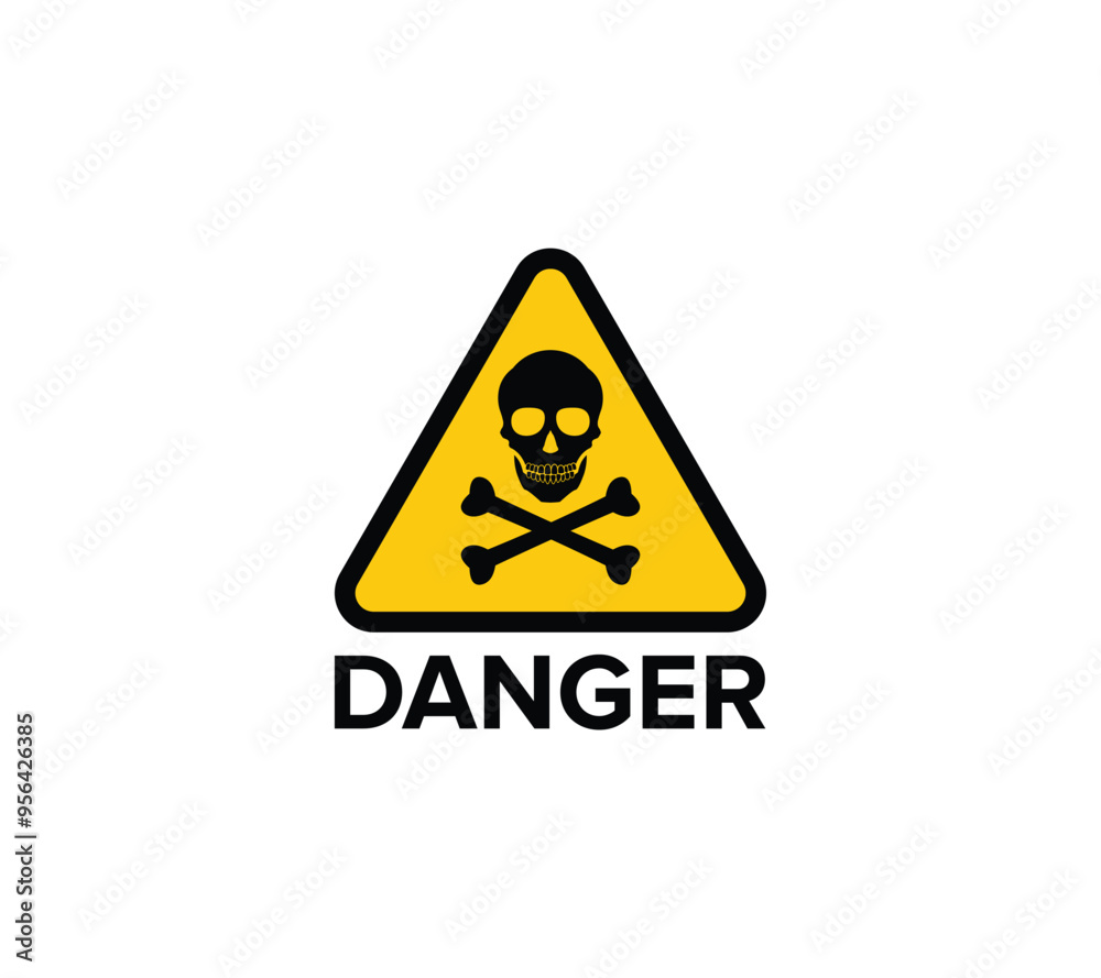 Fototapeta premium Triangle danger logo sign on white background, Vector illustration.