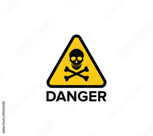 Triangle danger logo sign on white background, Vector illustration.