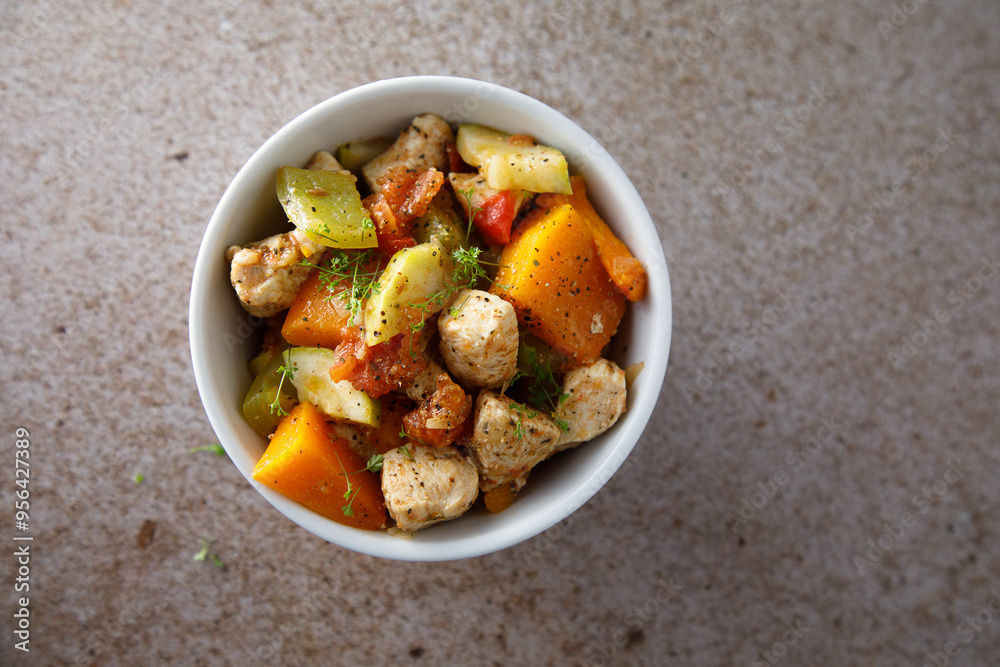 Traditional homemade turkey ragout with vegetables Traditional homemade turkey ragout with vegetables