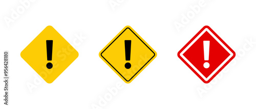 Free Download Square warning, caution icon set in flat design - GFXLoad