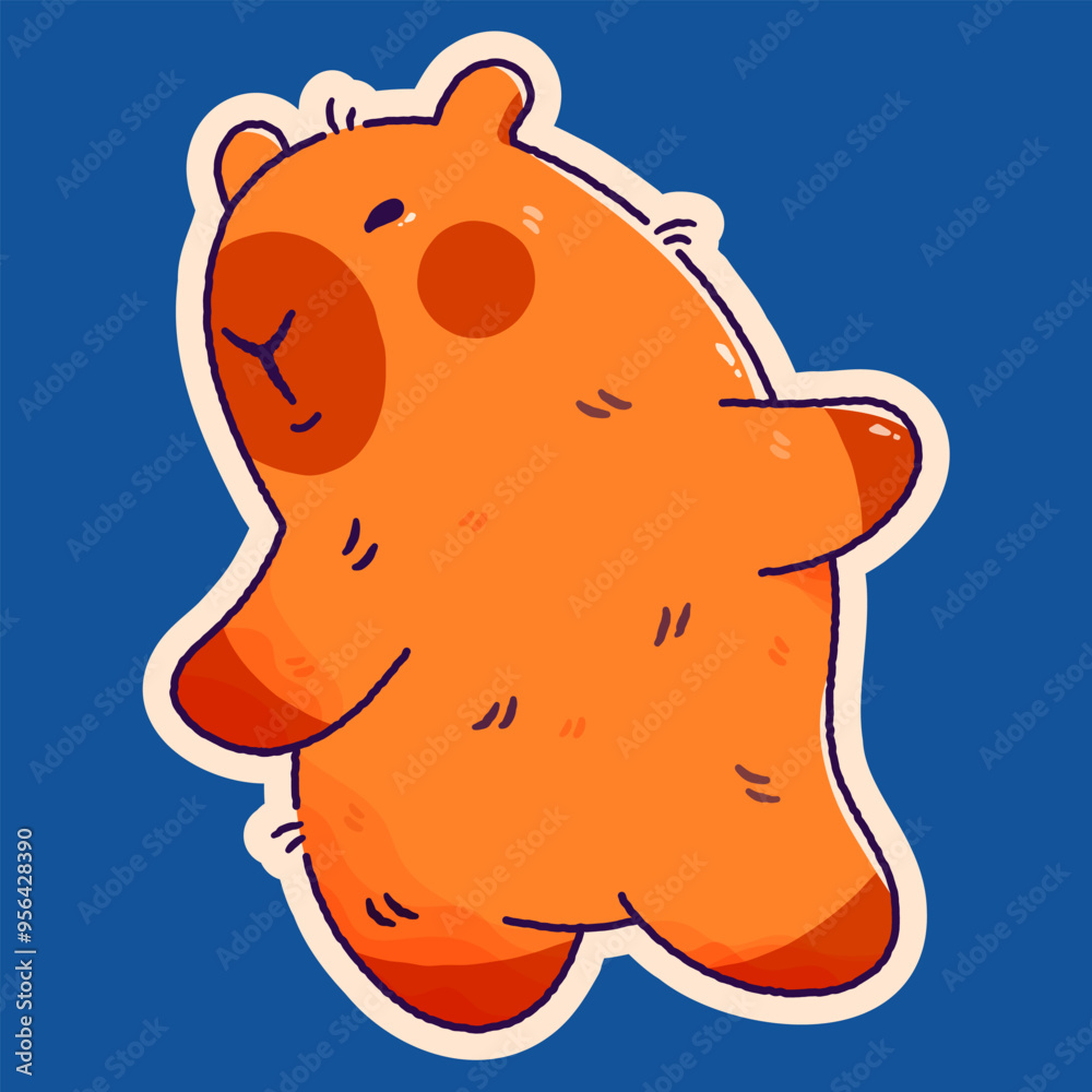 Childish plushy sticker kawaii capybara. Childish plushy sticker kawaii capybara.
