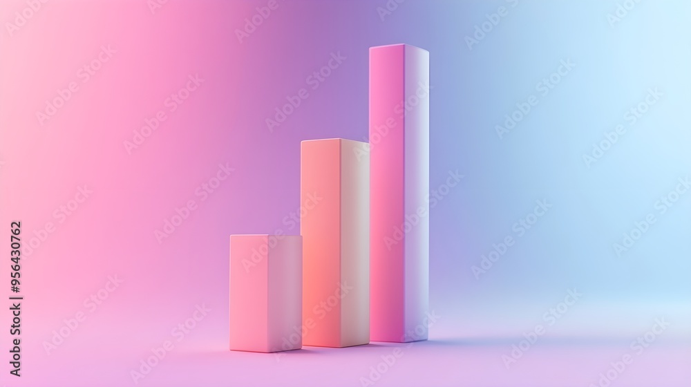 Abstract Pink and Blue Gradient Background with 3D Bars Abstract Pink and Blue Gradient Background with 3D Bars
