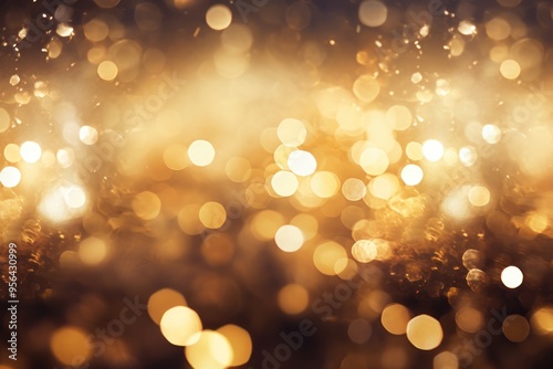 Glittering bokeh background Gold sparkling lights blurry shiny 