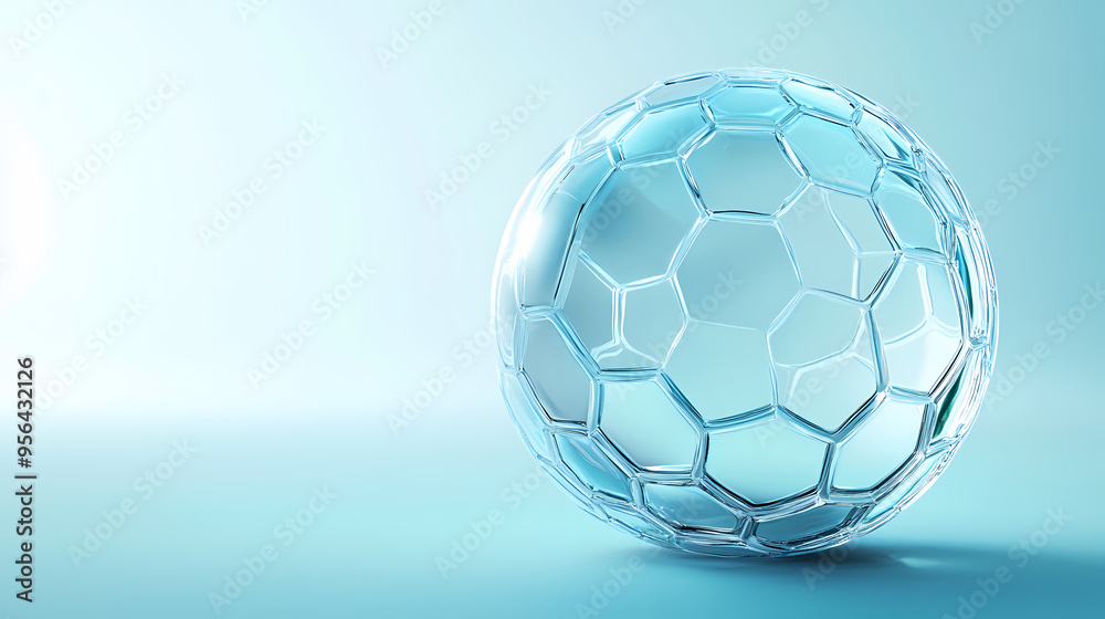 Naklejka premium Transparent sphere, honeycomb geometric structure