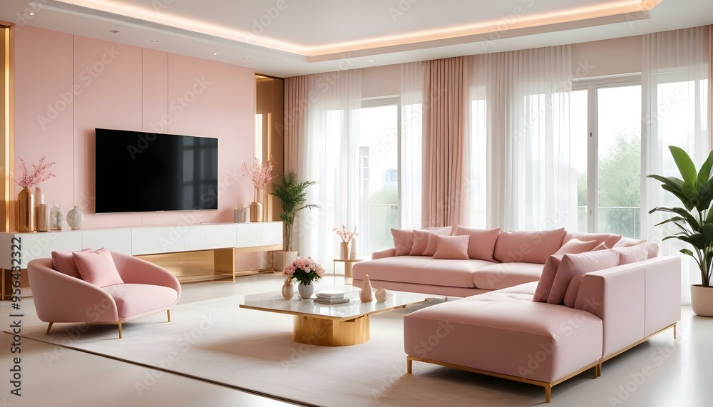 Fototapeta premium Photo interior modern design room 3d illustration