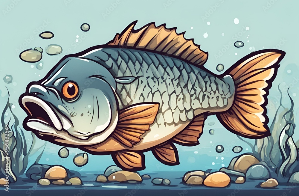 Sea bass fish swimming in the sea, showcasing its sleek body and smooth scales. The vibrant marine environment highlights the fish’s natural habitat and graceful movement.
Sea bass fish swimming in the sea, showcasing its sleek body and smooth scales. The vibrant marine environment highlights the fish’s natural habitat and graceful movement.