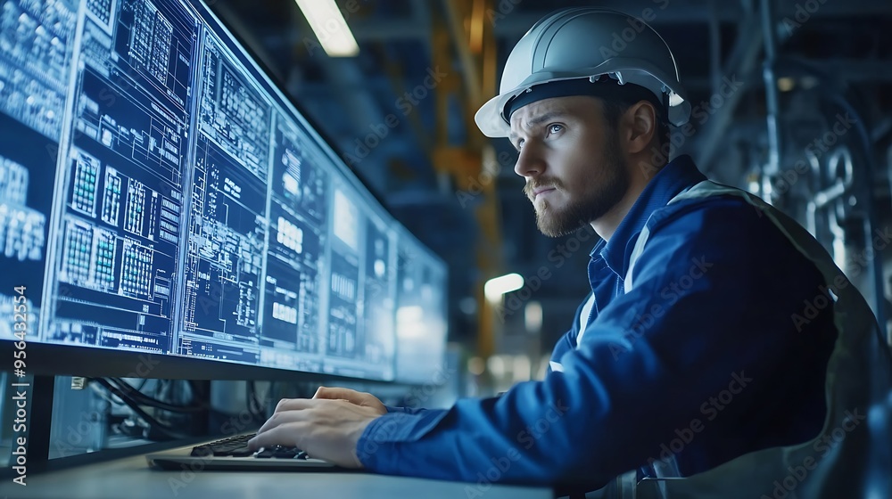Unhappy Engineer Operator Using SCADA System At Industrial Plant : Generative AI Unhappy Engineer Operator Using SCADA System At Industrial Plant : Generative AI