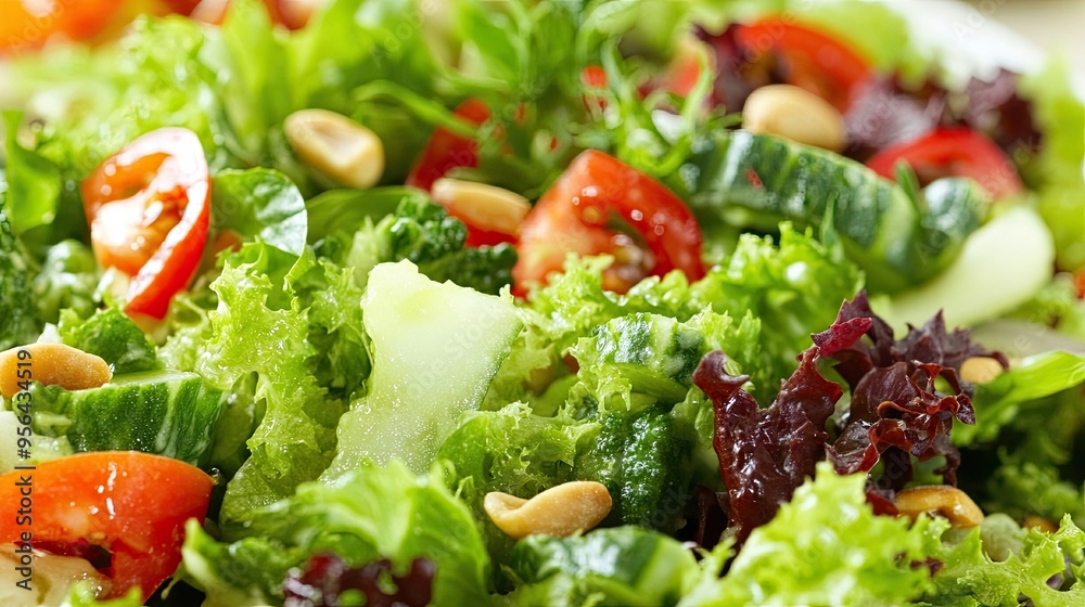 Fresh Vegetable Green Salad with Leaves and Nuts: Healthy Green Salad with Fresh Vegetables, Leaves, and Nuts Fresh Vegetable Green Salad with Leaves and Nuts: Healthy Green Salad with Fresh Vegetables, Leaves, and Nuts