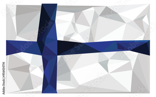 Finland Flag Realistic polygonal background