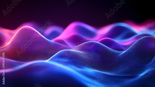 Abstract Purple Blue Digital Wave Background