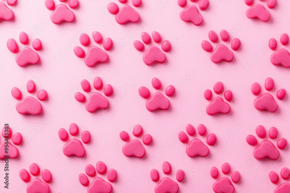 cute pink dog paw pattern prints cute pink dog paw pattern prints