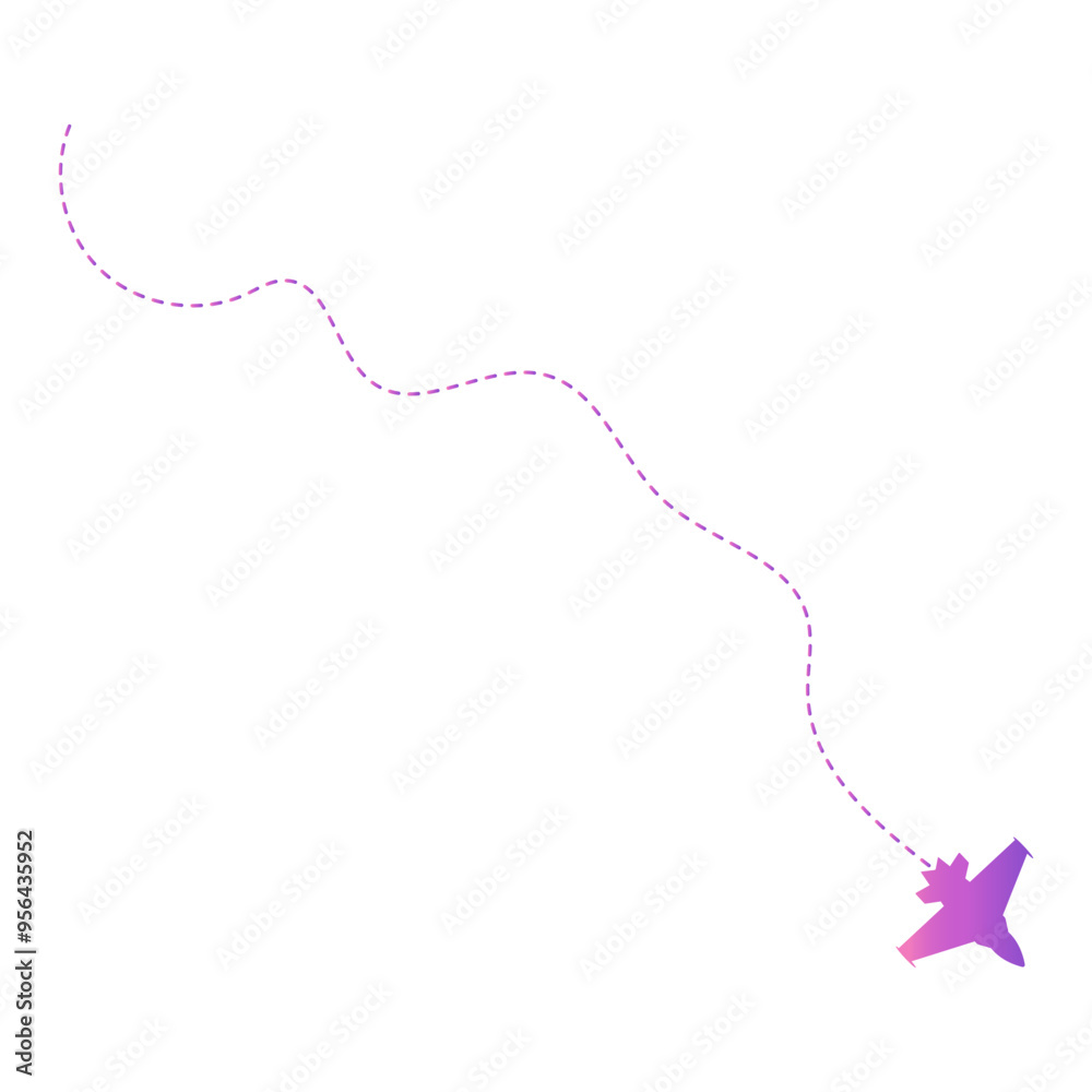 Colorful Airplane Dotted Path Silhouette Isolated on White Background, Vector Graphic Design. Colorful Airplane Dotted Path Silhouette Isolated on White Background, Vector Graphic Design.