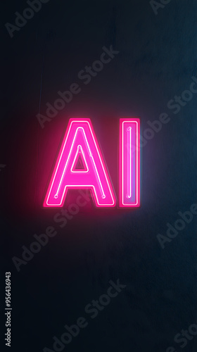 Neon AI letters, futuristic tech design