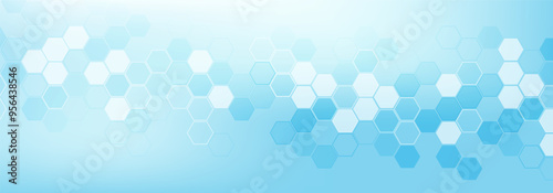 Health care abstract background with hexagons, lines and dots. Medical innovation banner template concept. Biology and pharmaceutical technology background. Vector illustration.
