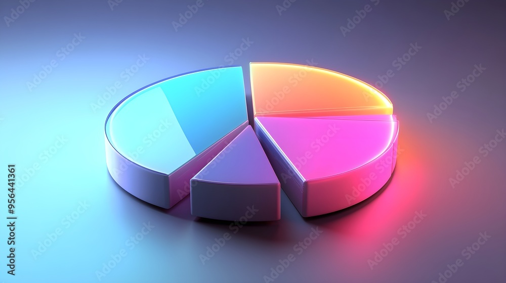Obraz premium Colorful Pie Chart Neon Glow Business Data Graphic