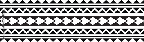 Polynesian pattern tribal tattoo border. Tribal tattoo geometric fore arm samoan band. Tattoo eps forearm samoan sleeve bracelet. Fabric seamless isolated hawaiian pattern on white background.