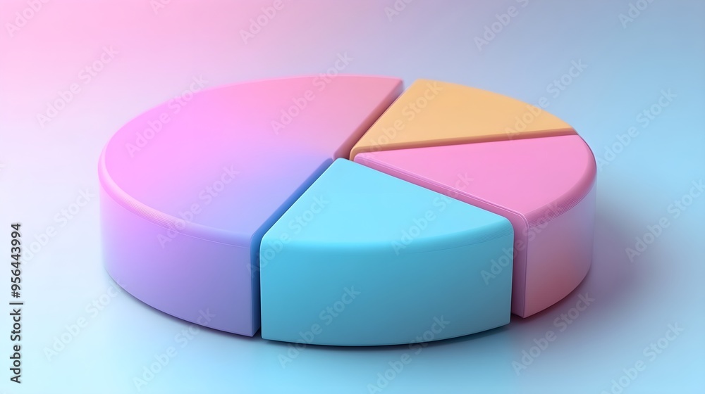 Pastel Pie Chart, 3D Rendering, Business Data Pastel Pie Chart, 3D Rendering, Business Data