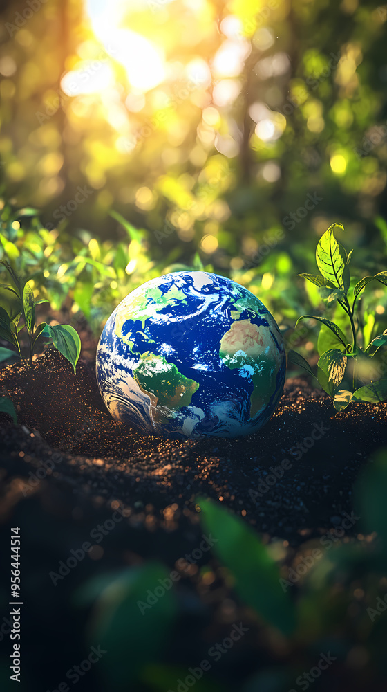 Ecological harmony of seedling and Earth, showcasing sustainability Ecological harmony of seedling and Earth, showcasing sustainability