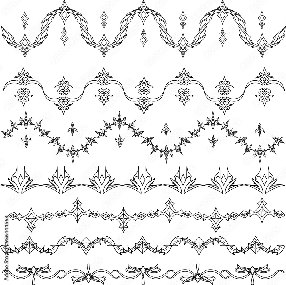 Naklejka premium Set of vintage vector borders. Pattern line and page margins