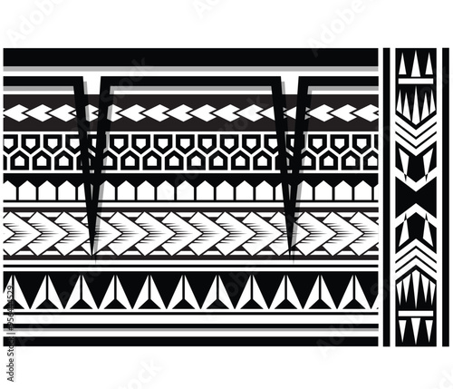 Polynesian tattoo tribal band design. Samoan tattoo tribal ornament border.
 Decorative seamless pattern.