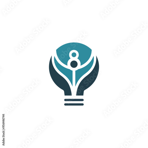 people family together human unity logo and light bulb design graphic vector illustration, smart idea mind think lightbulb logo design, people creative light bulb ideas concept vector
