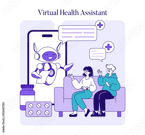 AI In Medicine. Flat Vector Illustration