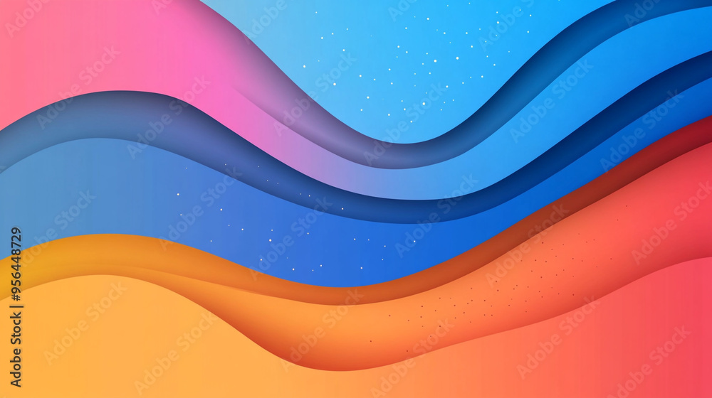 Fototapeta premium abstract blue wave background, illustration graphic design banner line light backdrop.