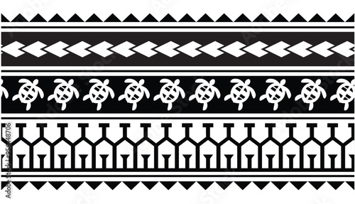 Polynesian tattoo tribal band design. Samoan tattoo tribal ornament border.
 Decorative seamless pattern.