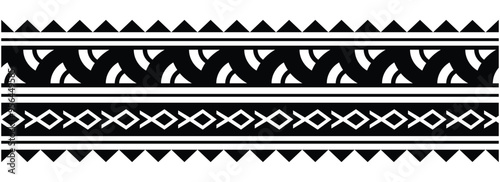 Polynesian pattern tribal tattoo border. Tribal tattoo geometric fore arm samoan band. Tattoo eps forearm samoan sleeve bracelet. Fabric seamless isolated hawaiian pattern on white background.