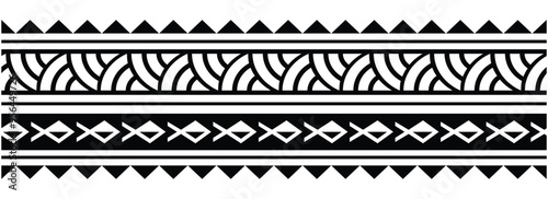 Polynesian tattoo tribal band design. Samoan tattoo tribal ornament border. Decorative seamless pattern.