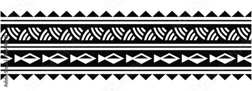 Polynesian tattoo tribal band design. Samoan tattoo tribal ornament border. Decorative seamless pattern.