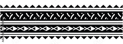 Polynesian tattoo tribal band design. Samoan tattoo tribal ornament border.
 Decorative seamless pattern.