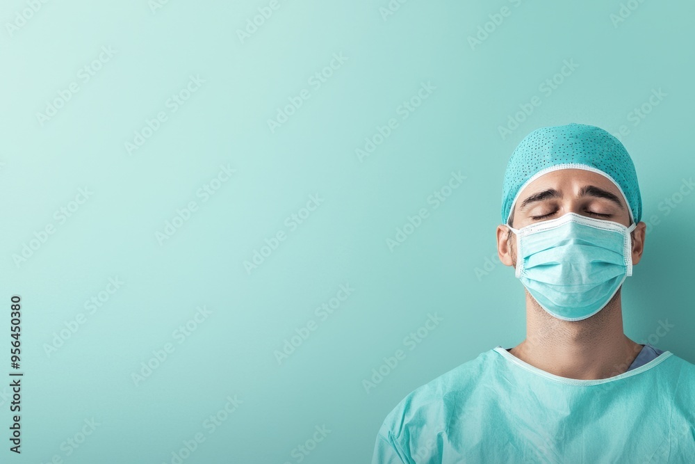 Calm Anesthesiologist in Minimalist Portrait with Copy Space