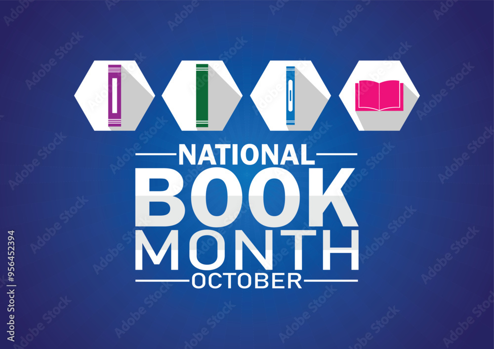 National Book Month October wallpaper with shapes and typography ...