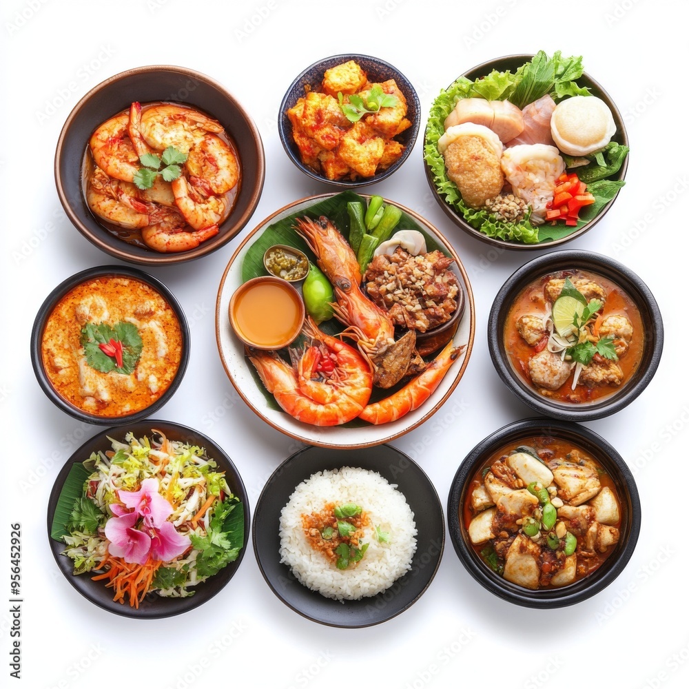 These prompts should work well for generating stock photos that feature popular Thai food against a white background in a 16:9 aspect ratio. These prompts should work well for generating stock photos that feature popular Thai food against a white background in a 16:9 aspect ratio.
