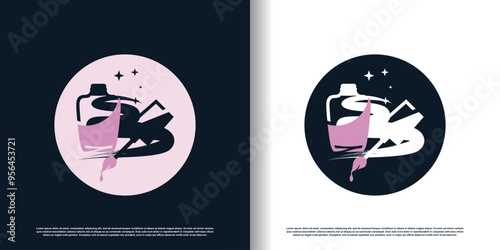 Nail polish logo with creative concept for beauty women premium vector