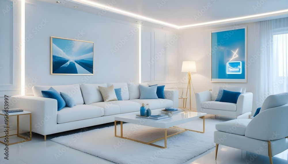 Fototapeta premium Photo interior modern design room 3d illustration