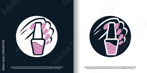 Nail polish logo with creative concept for beauty women premium vector
