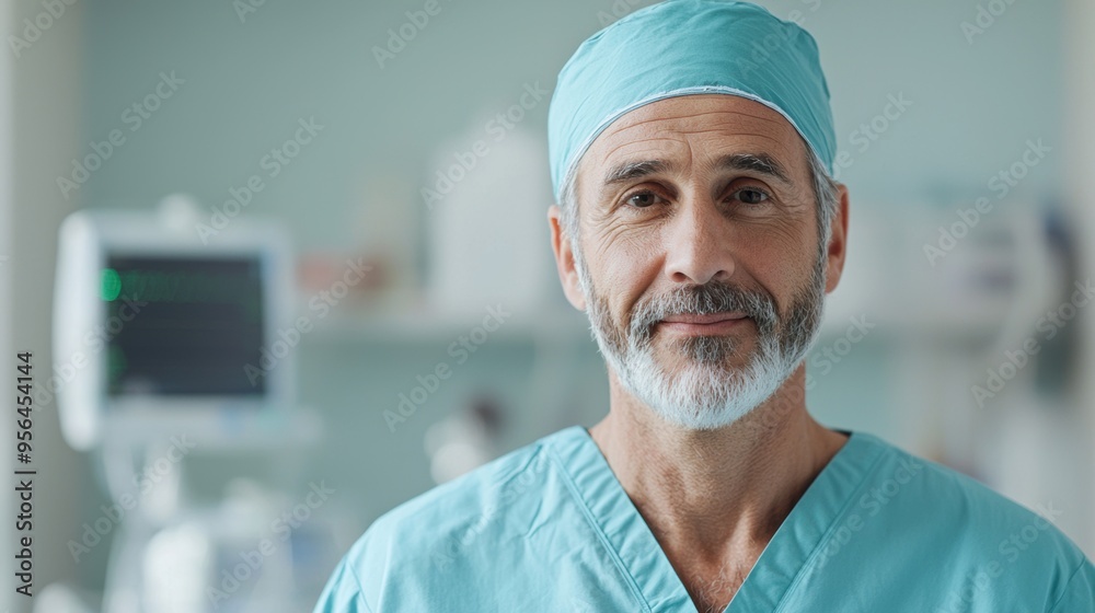 Serene Anesthesiologist: Minimalist Portrait of Medical Professional with Calm Expression on Neutral Background Serene Anesthesiologist: Minimalist Portrait of Medical Professional with Calm Expression on Neutral Background