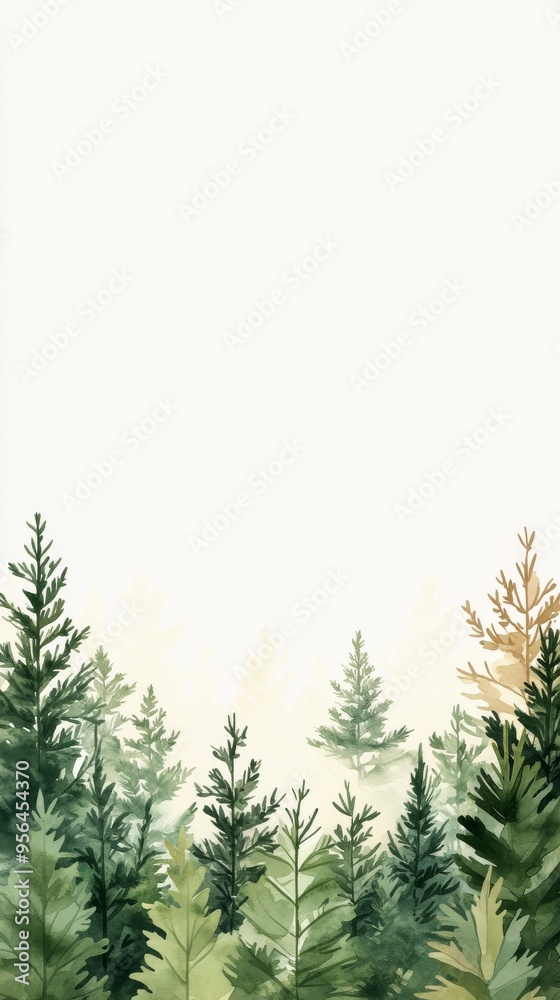 Tranquil Forest Dawn Illustration with Serene Muted Tones and Versatile Clean Design Tranquil Forest Dawn Illustration with Serene Muted Tones and Versatile Clean Design