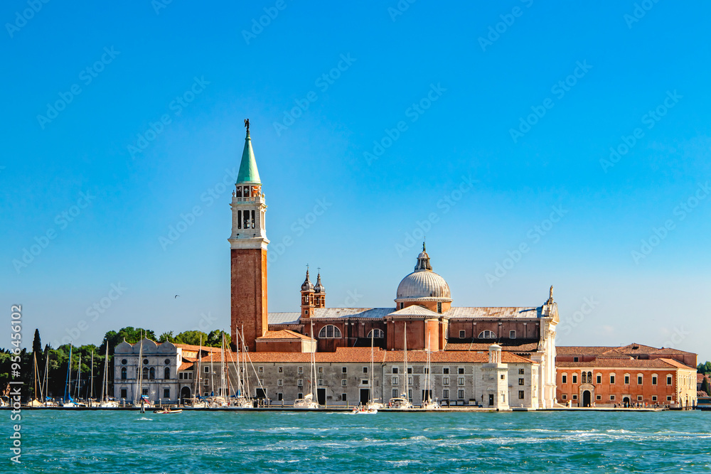 Fototapeta premium San Giorgio Maggiore. Venice. The stunning and beautiful Venetian skyline showcases historic architecture along with breathtaking blue waters
