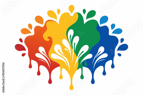 Abstract drops of paint in the color of a rainbow or community lgbt on a white background