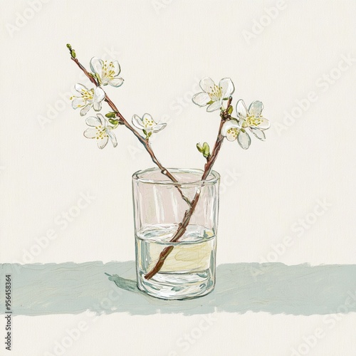 Minimalist Almond Blossom in Glass