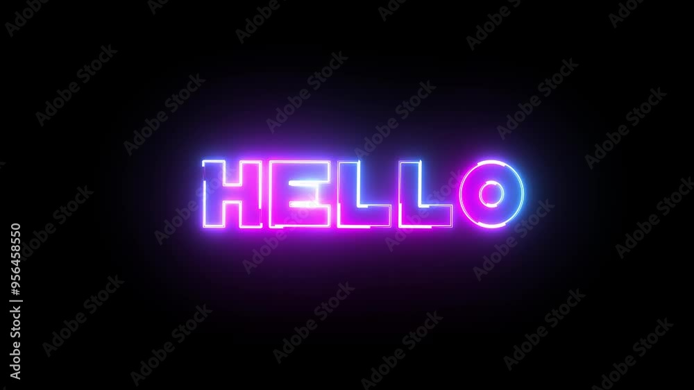 Neon sign of text hello animation on the black background. the word hello in neon lights. hello text animation, hallo text with colorful animation. Neon sign of text hello animation on the black background. the word hello in neon lights. hello text animation, hallo text with colorful animation.