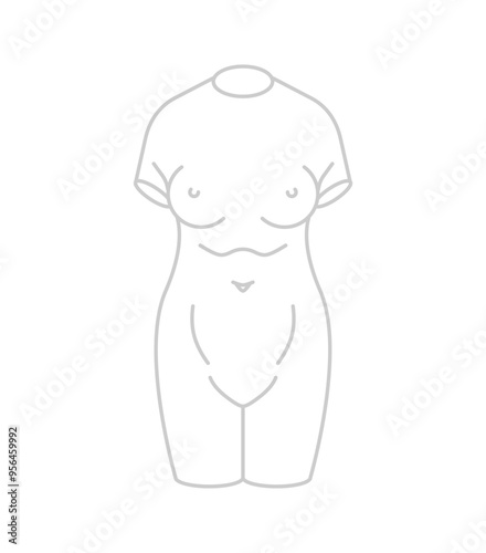 Statue of female torso. Sculpture of antiquity female body.