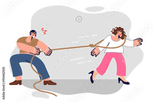 Husband controls wife actions using rope to stop woman from wanting to end relationship