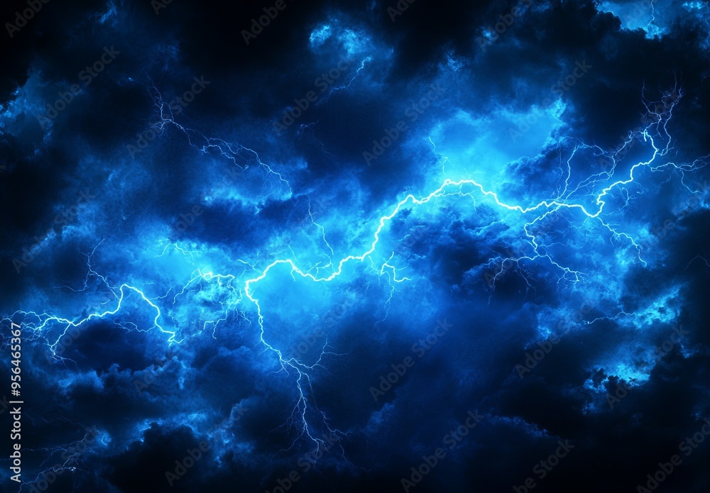 Blue Lightning Background with Electric Light Effects. AI generated illustration Blue Lightning Background with Electric Light Effects. AI generated illustration