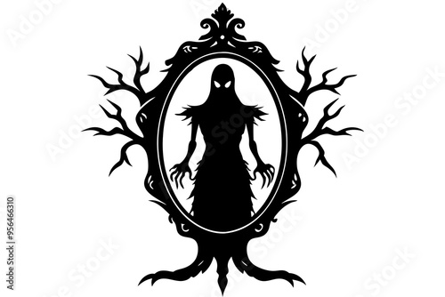 Halloween cursed mirror silhouette