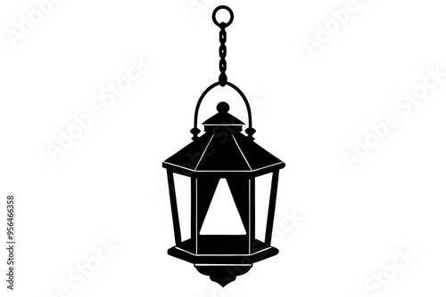 Lantern with candle, cozy hand drawn style, hanging lantern