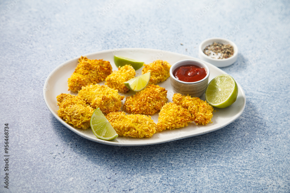Homemade chicken nuggets with coconut Homemade chicken nuggets with coconut
